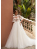 Ivory Lace Tulle Stunning Wedding Dress With Cape